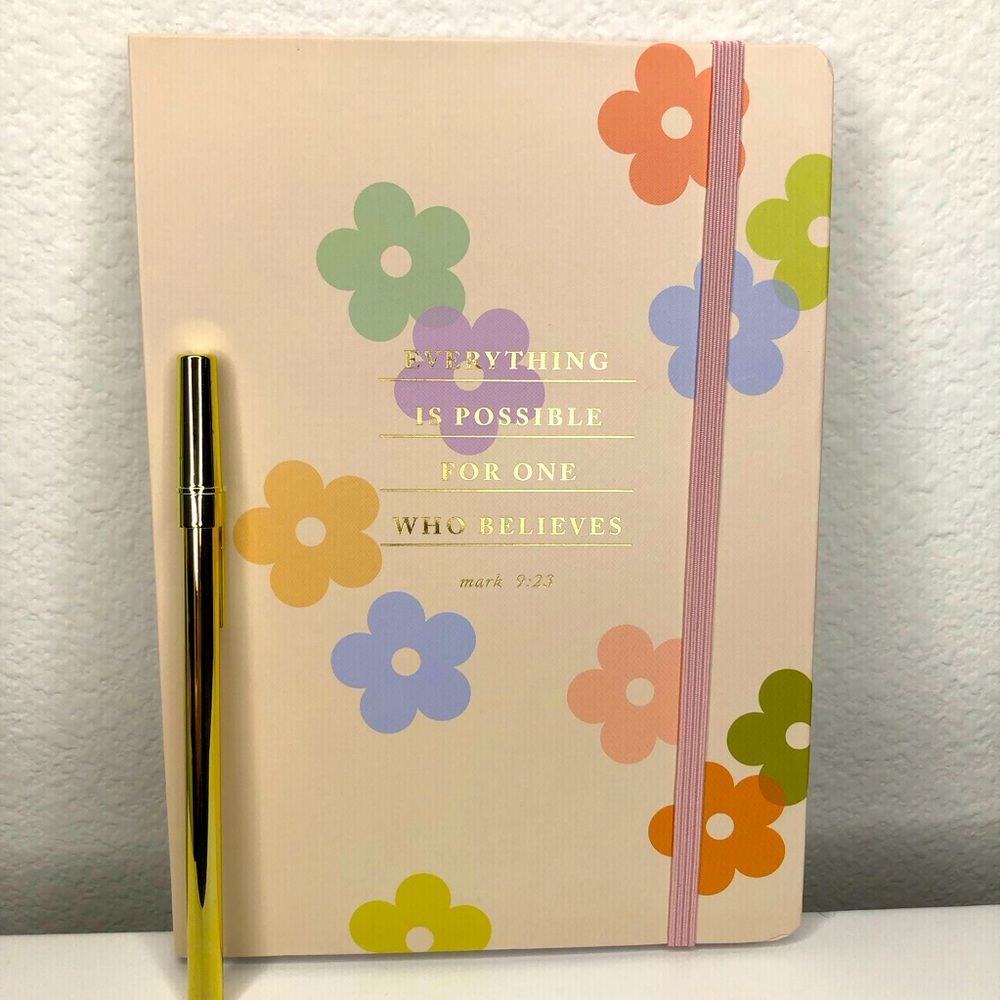Floral & Gold Note Book W / Gold Pen